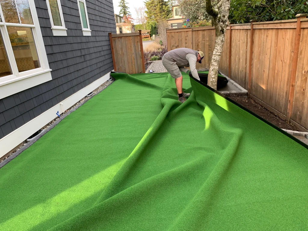 Chris laying out the turf