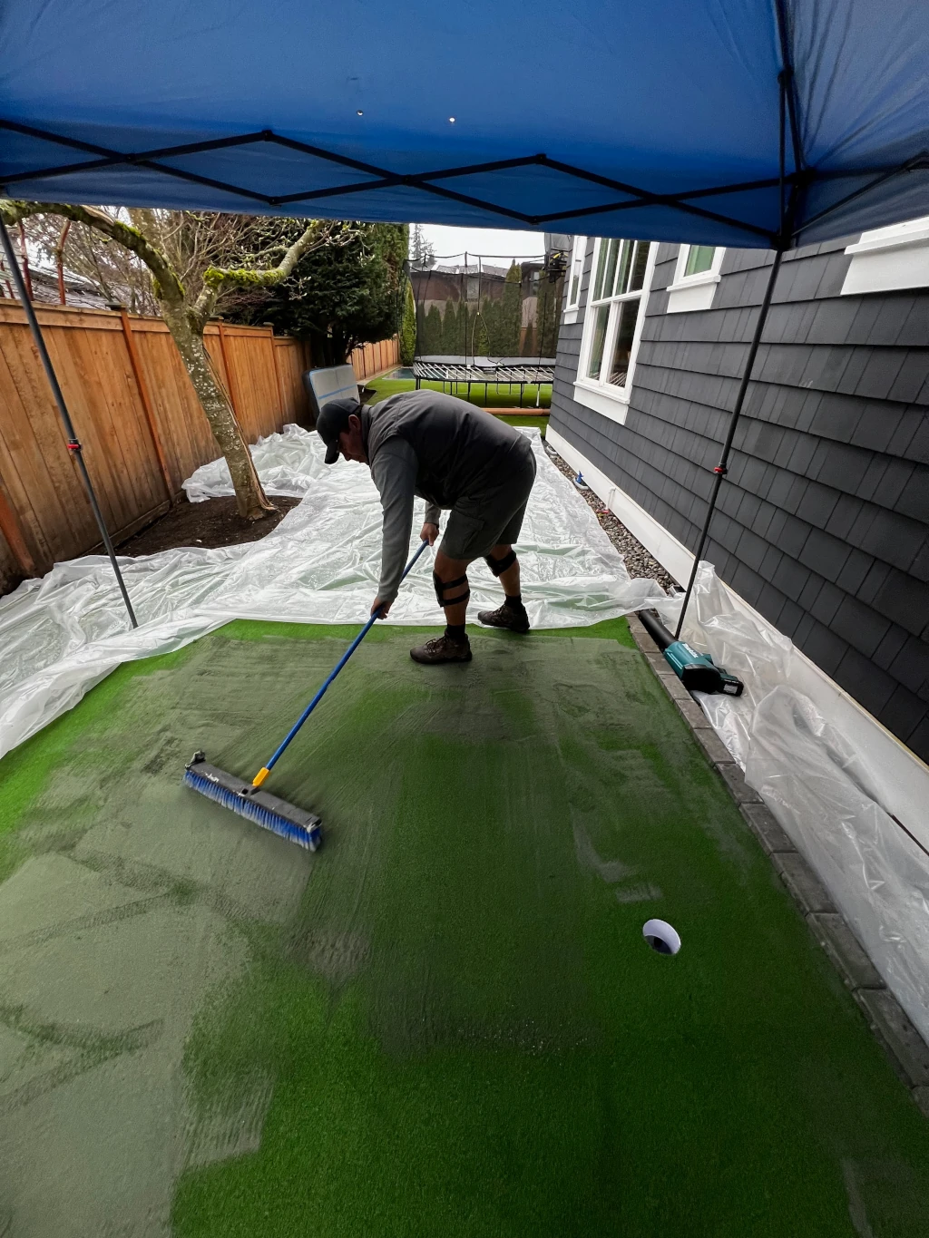 Chris securing the turf